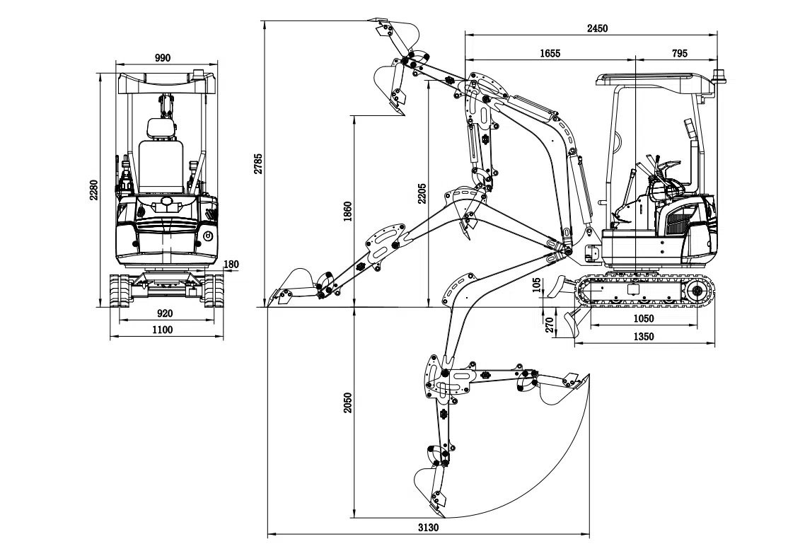 Mini-pelle HT16 – Essence Engin Neuf / Matériel Neuf – Image 8
