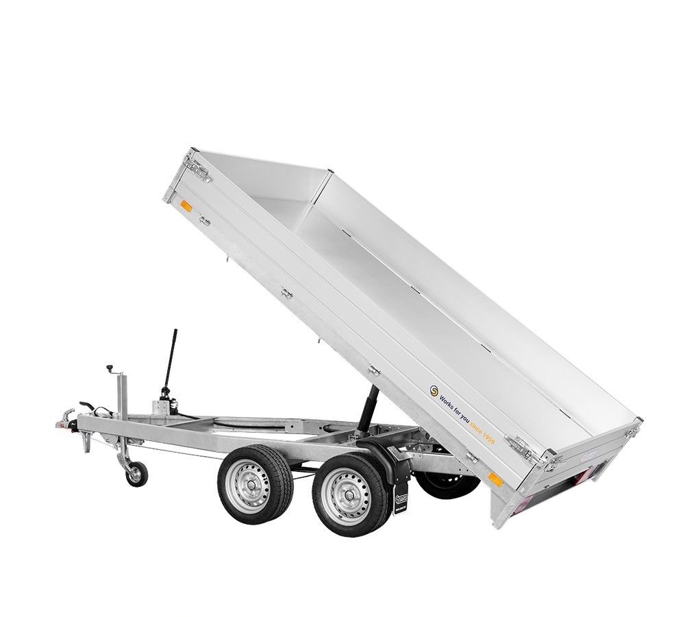 Remorque Benne Hydraulique Saris - 306 X 170 Cm - Ptac : 2000 Kg - 2 Essieux - FreinÉe